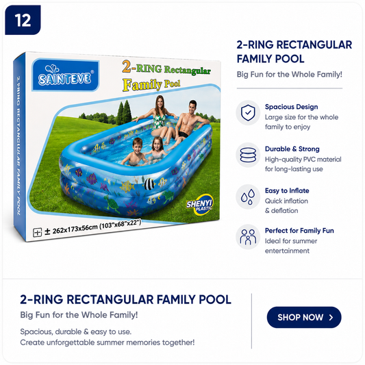 2-Ring Rectangular Family Pool 262 cm