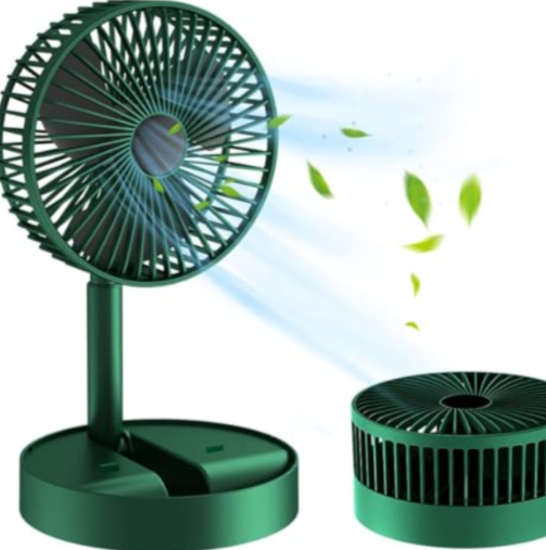Mini USB Personal Desk Fan Folding Fan 360 Degree Rotation Height Adjustable for Home Office Study Table (Green