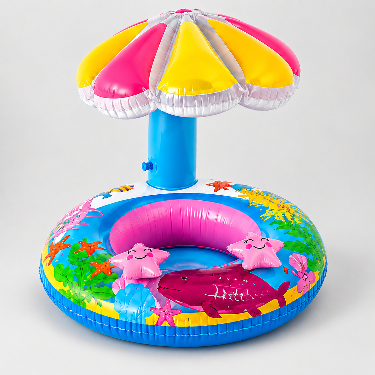 RIO+ kids inflatable pool float with umbrella on studio background