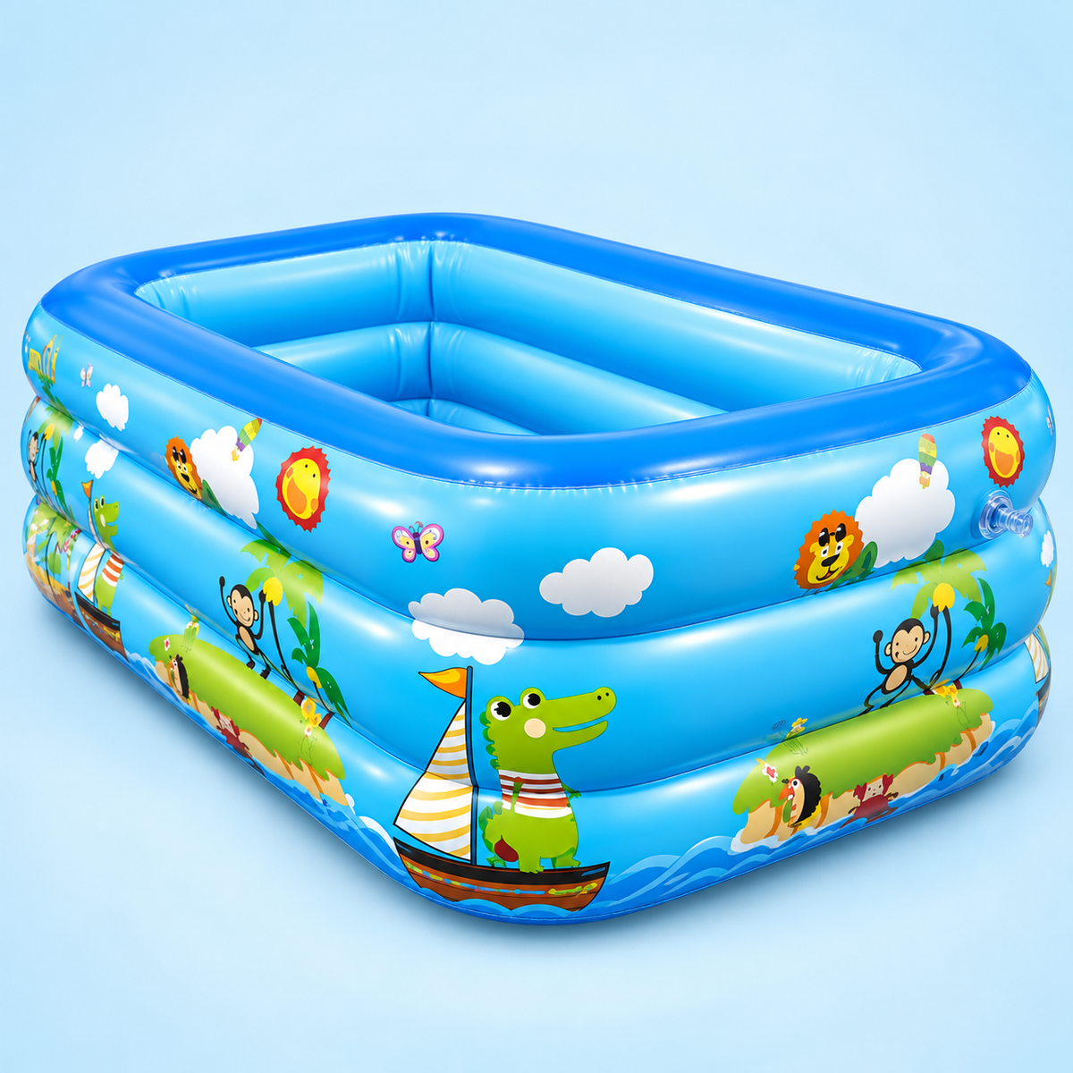 Detail of RIO+ inflatable kids pool walls seams and print