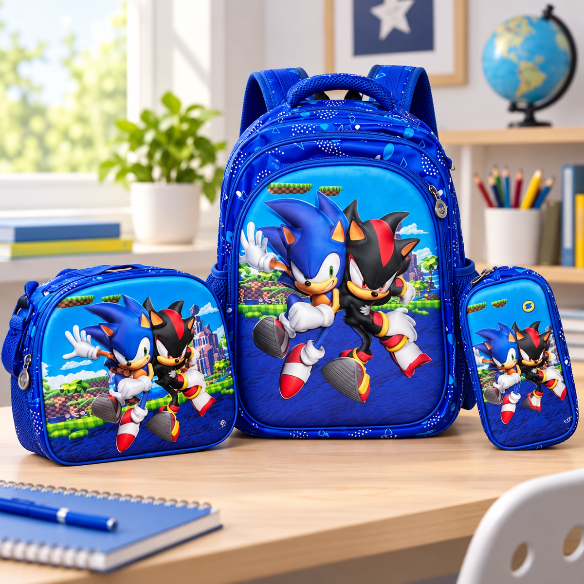 RIO+ three-piece blue school backpack set